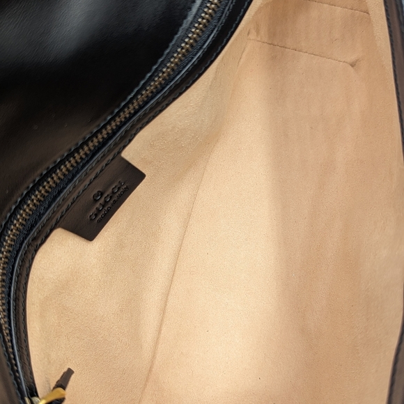 Authentic Gucci Black Leather Marmont Small Flap Shoulder Chain Crossbody Bag - Picture 10 of 13